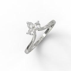 Tiny Crystal Ring For Her- Hallmarked 925 Sterling Silver White Gold