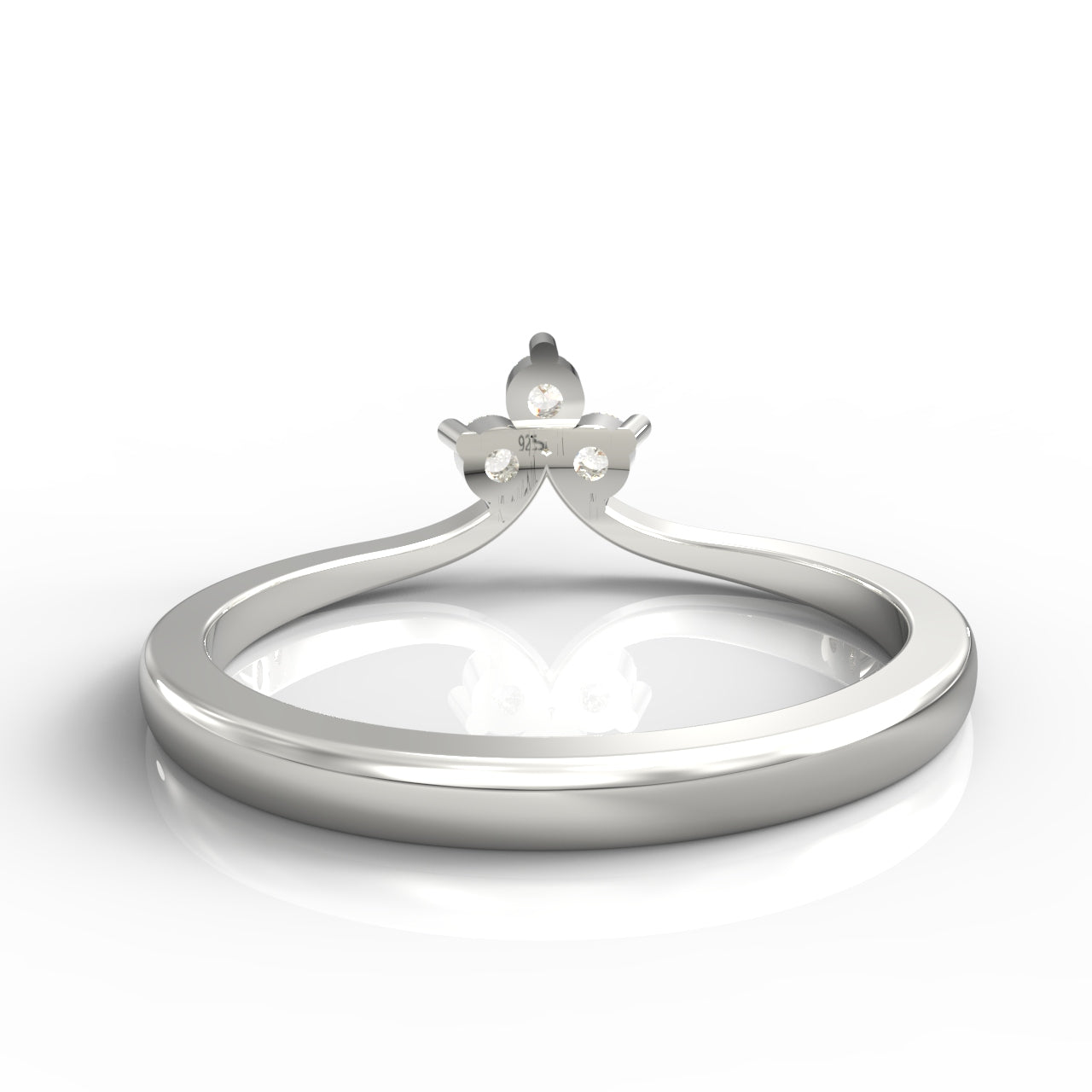 Tiny Crystal Ring For Her- Hallmarked 925 Sterling Silver White Gold