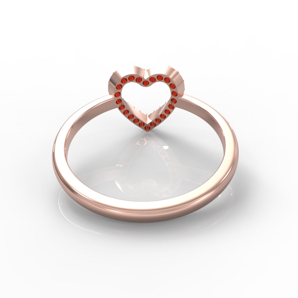 Fall in Love Heart Shaped Pave Ring- Hallmarked 925 Sterling Silver Rose Gold