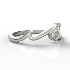 Ocean Wave Cubic Zircon Ring- Hallmarked 925 Sterling Silver White Gold