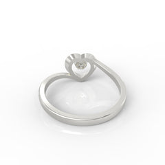 Heart Shape Engagement Ring, Hallmarked 925 Sterling Silver White Gold