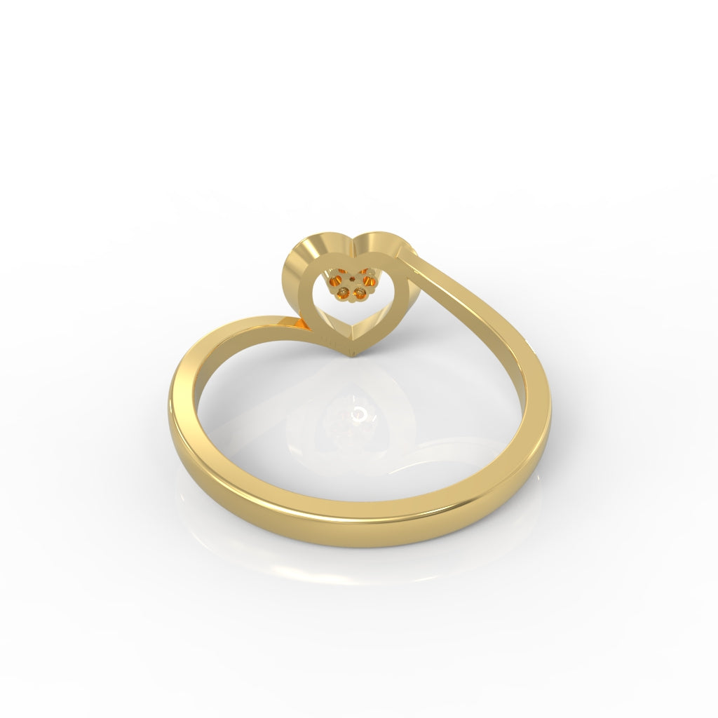 Heart Shape Engagement Ring, Hallmarked 925 Sterling Silver Yellow Gold