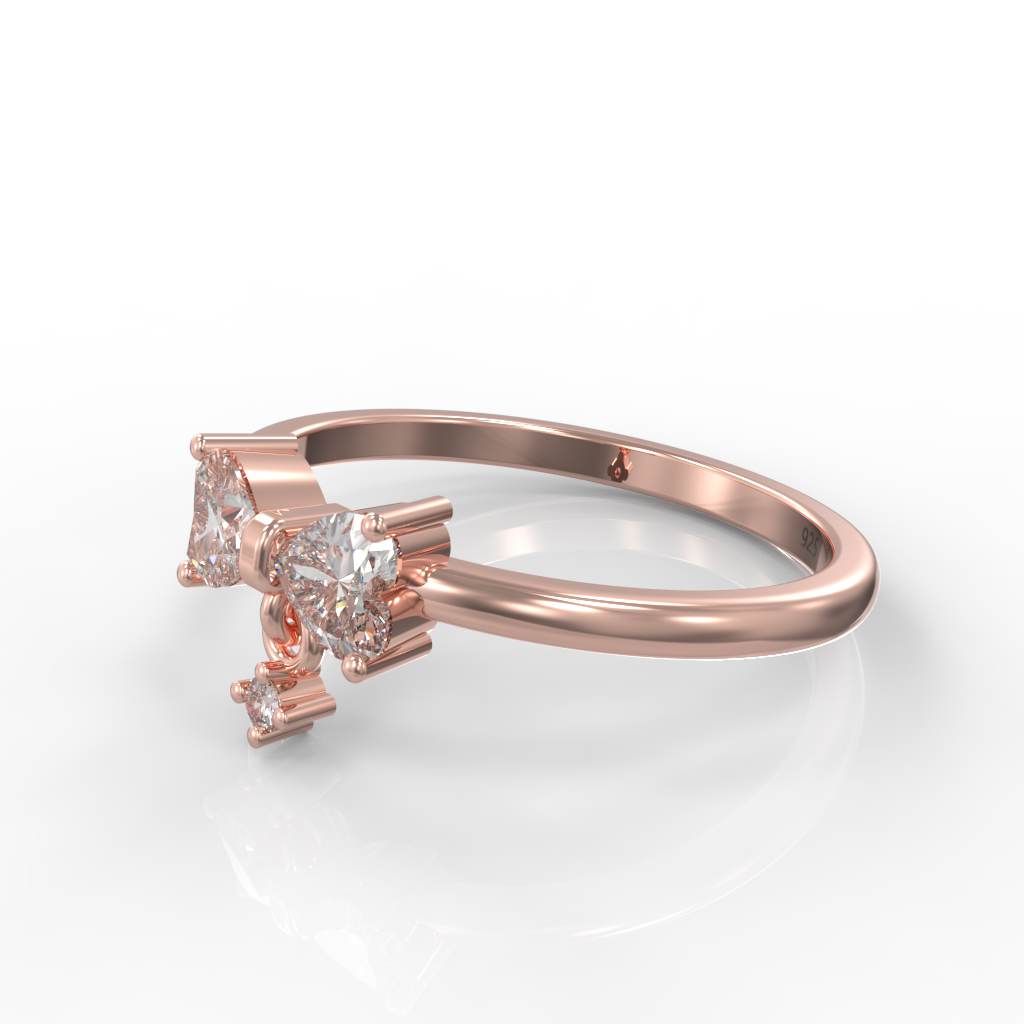 Sparkling Bow Charm Engagement Ring, Hallmarked 925 Sterling Silver Rose Gold