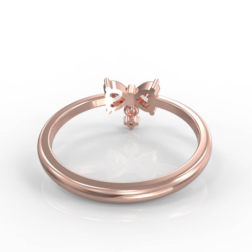 Sparkling Bow Charm Engagement Ring, Hallmarked 925 Sterling Silver Rose Gold