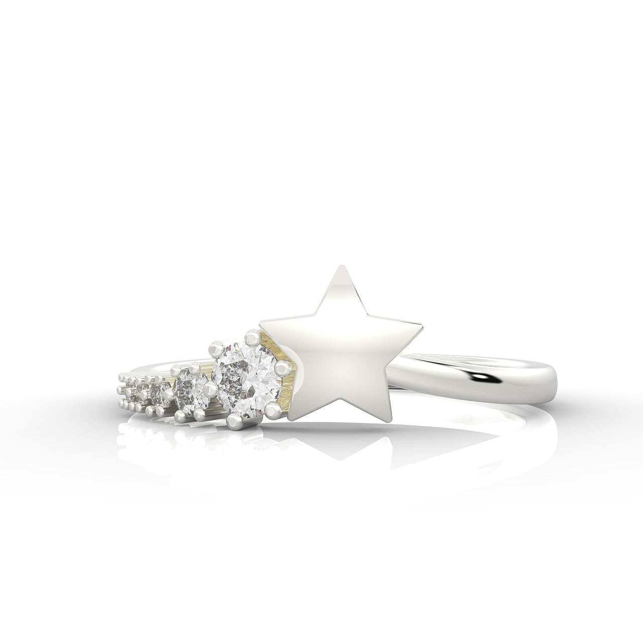 Shining Star Stackable Ring White Gold Plated, Hallmarked 925 Sterling Silver