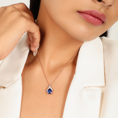 Mesmerizing Blue Sapphire Pendant With Chain, Hallmarked 925 Sterling Silver sterlyn 925