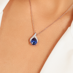 Mesmerizing Blue Sapphire Pendant With Chain, Hallmarked 925 Sterling Silver sterlyn 925