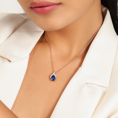 Mesmerizing Blue Sapphire Pendant With Chain, Hallmarked 925 Sterling Silver sterlyn 925