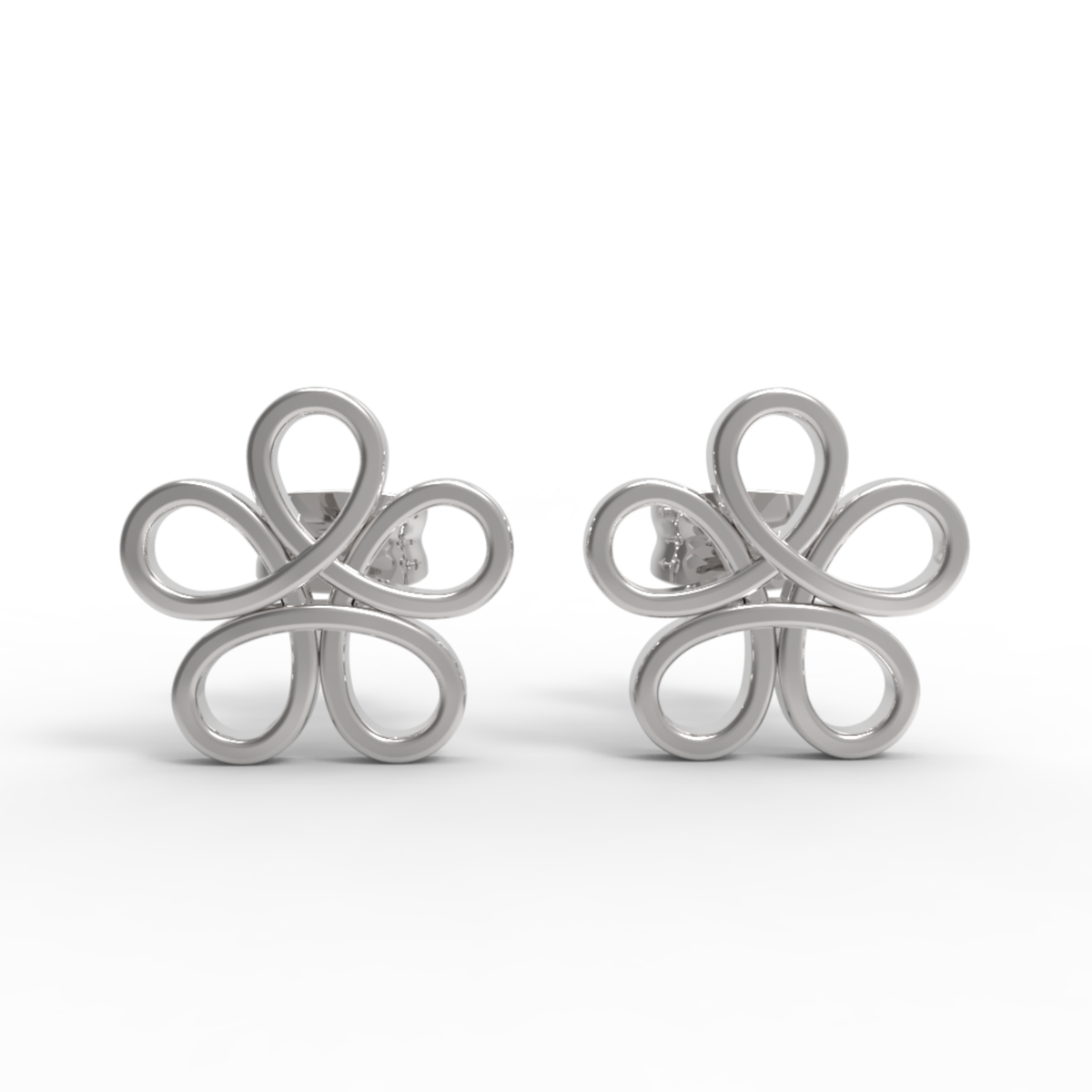 Modern Open Flower Stud Earrings For Her, Hallmarked 925 Sterling Silver sterlyn 925