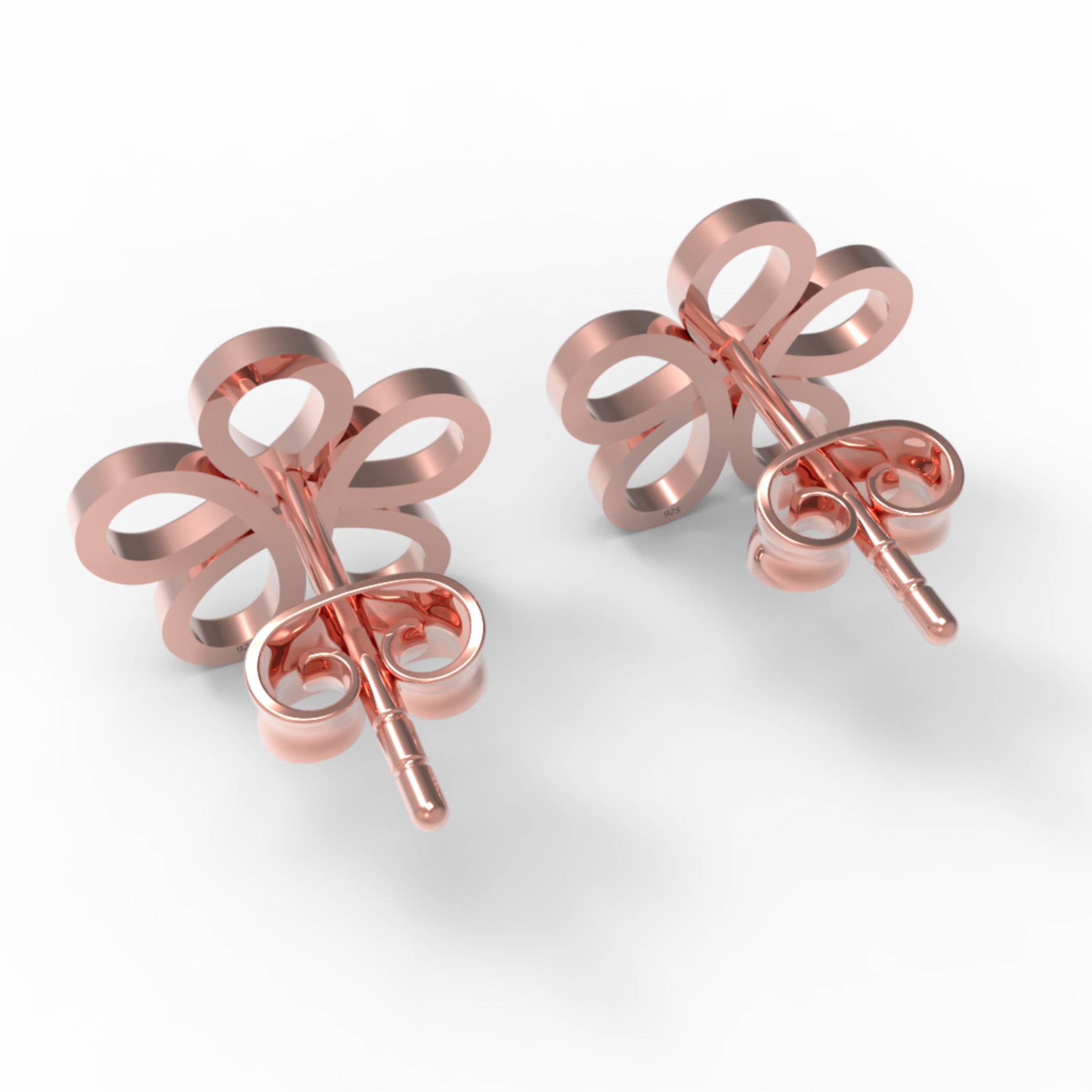 Modern Open Flower Stud Earrings For Her, Hallmarked 925 Sterling Silver sterlyn 925