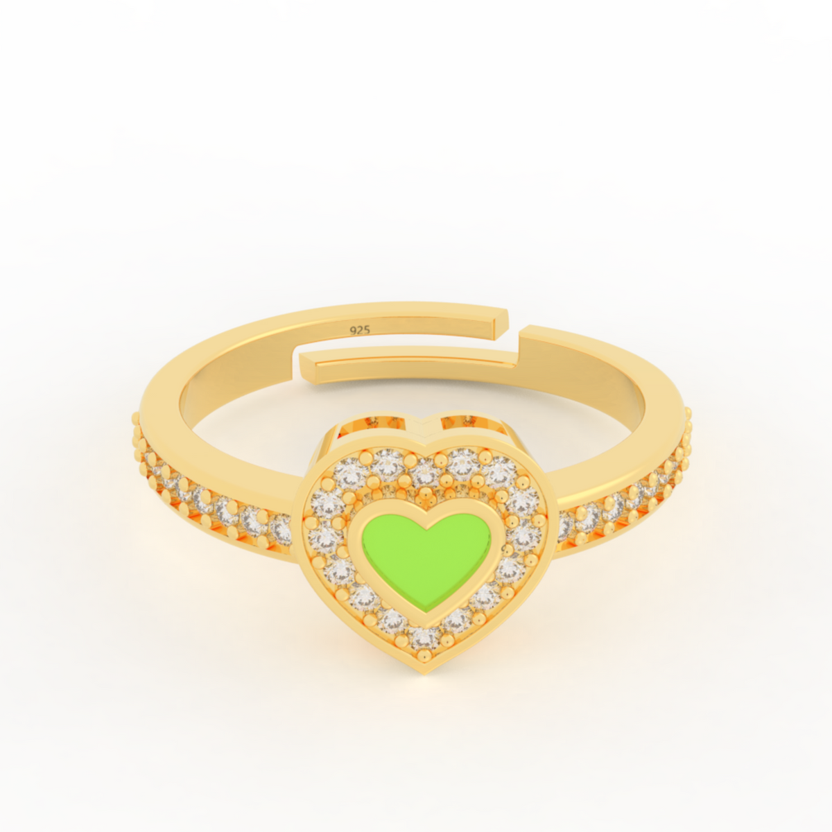 Neon Color Heart Shaped Ring - Hallmarked 925 Sterling Silver sterlyn 925