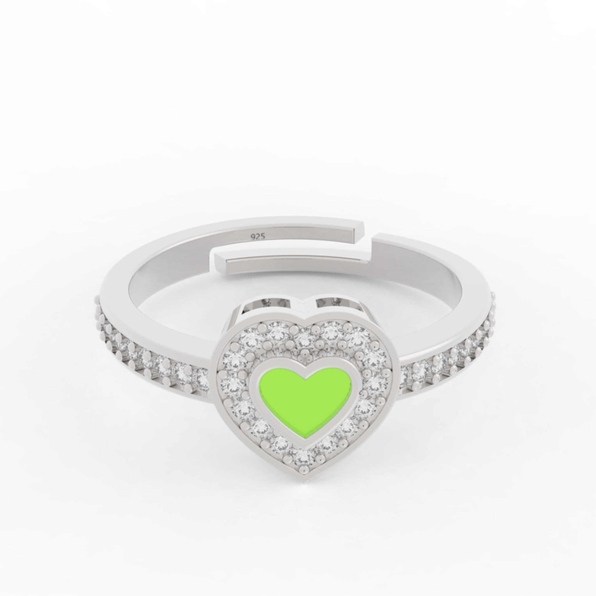 Neon Color Heart Shaped Ring - Hallmarked 925 Sterling Silver sterlyn 925