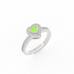 Neon Color Heart Shaped Ring - Hallmarked 925 Sterling Silver sterlyn 925