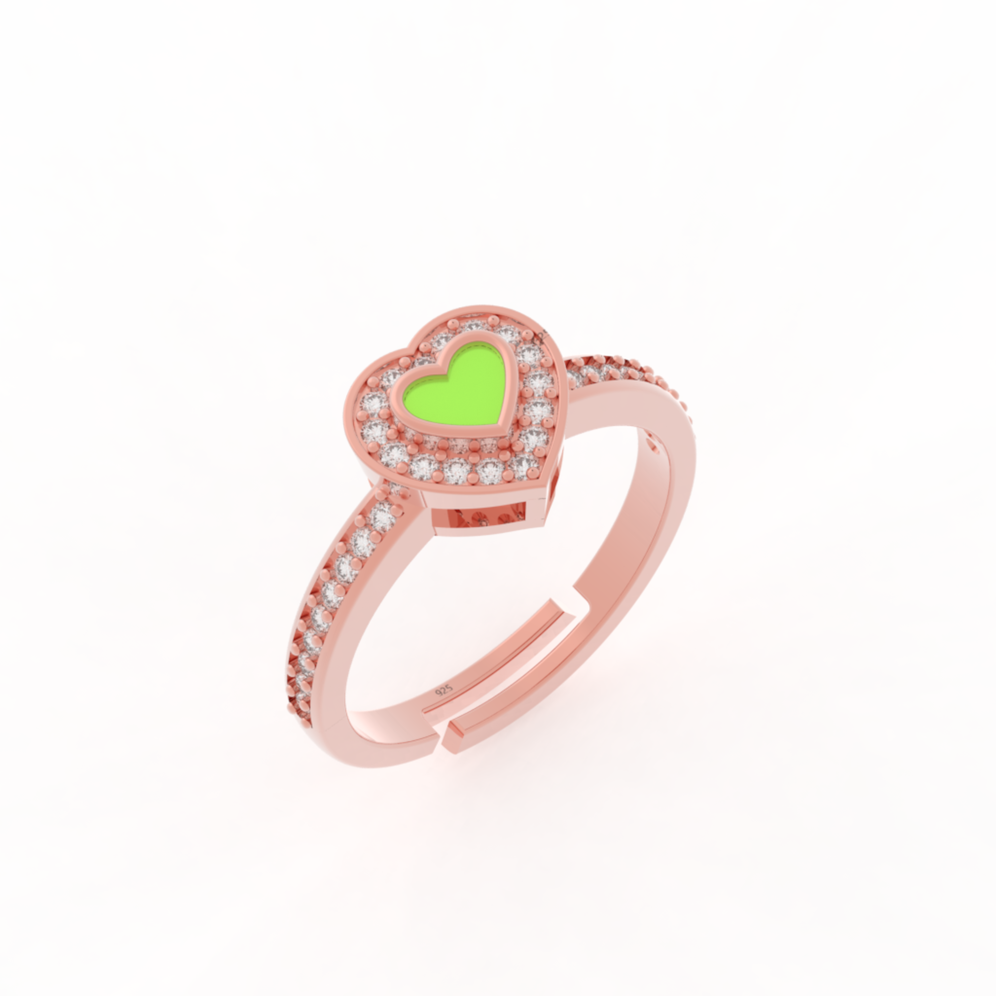 Neon Color Heart Shaped Ring - Hallmarked 925 Sterling Silver sterlyn 925