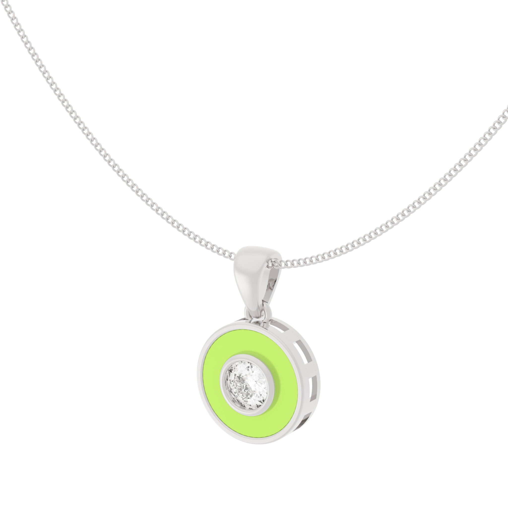 Neon Enameled Circle Pendant With Chain, Hallmarked 925 Sterling Silver sterlyn 925