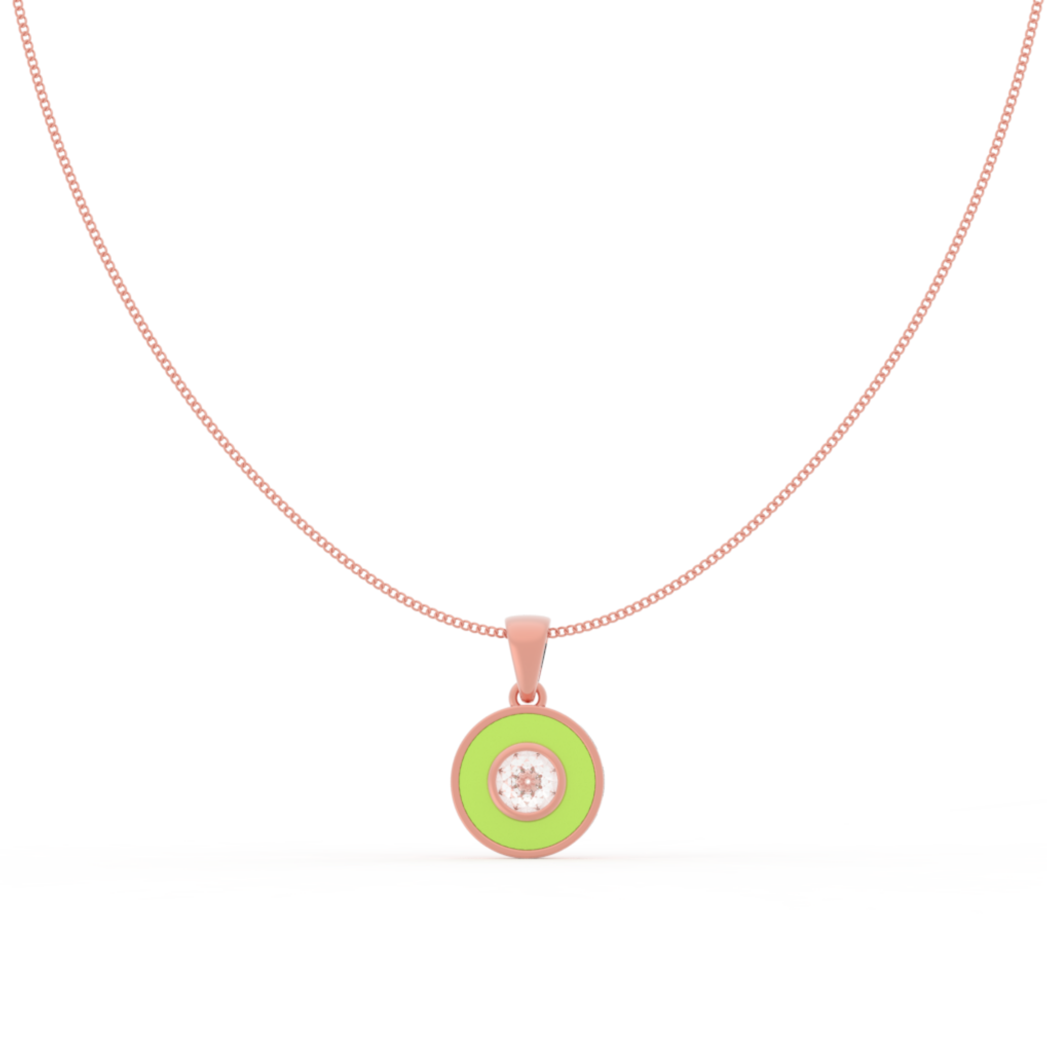 Neon Enameled Circle Pendant With Chain, Hallmarked 925 Sterling Silver sterlyn 925