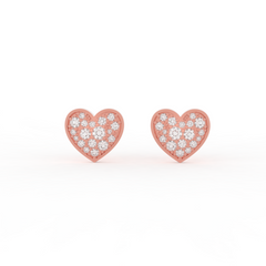 Pave Diamond Heart Shape Stud Earrings- Hallmarked 925 Sterling Silver sterlyn 925