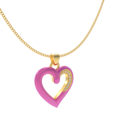 Pink Enamel Heart Stone Pendant With Chain, Hallmarked 925 Sterling Silver sterlyn 925