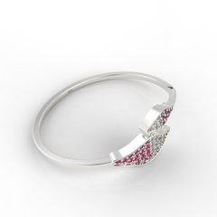 Ruby Cuff Bangle Bracelet For Her, Hallmarked 925 Sterling Silver sterlyn 925