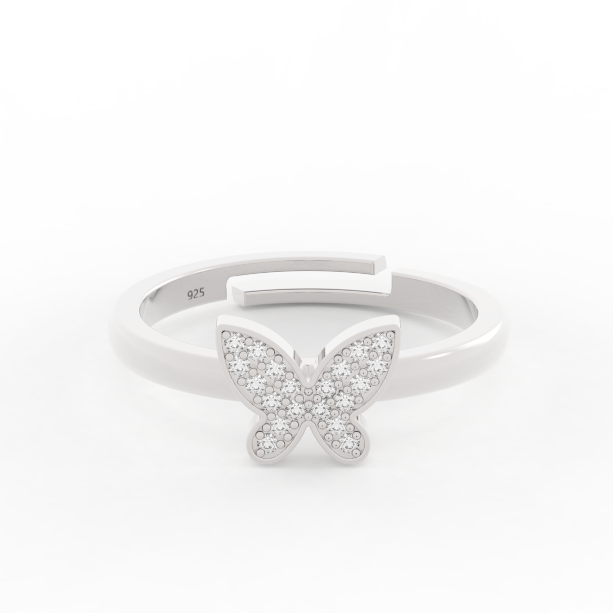 Shimmery Butterfly Cute Ring- Hallmarked 925 Sterling SIlver sterlyn 925