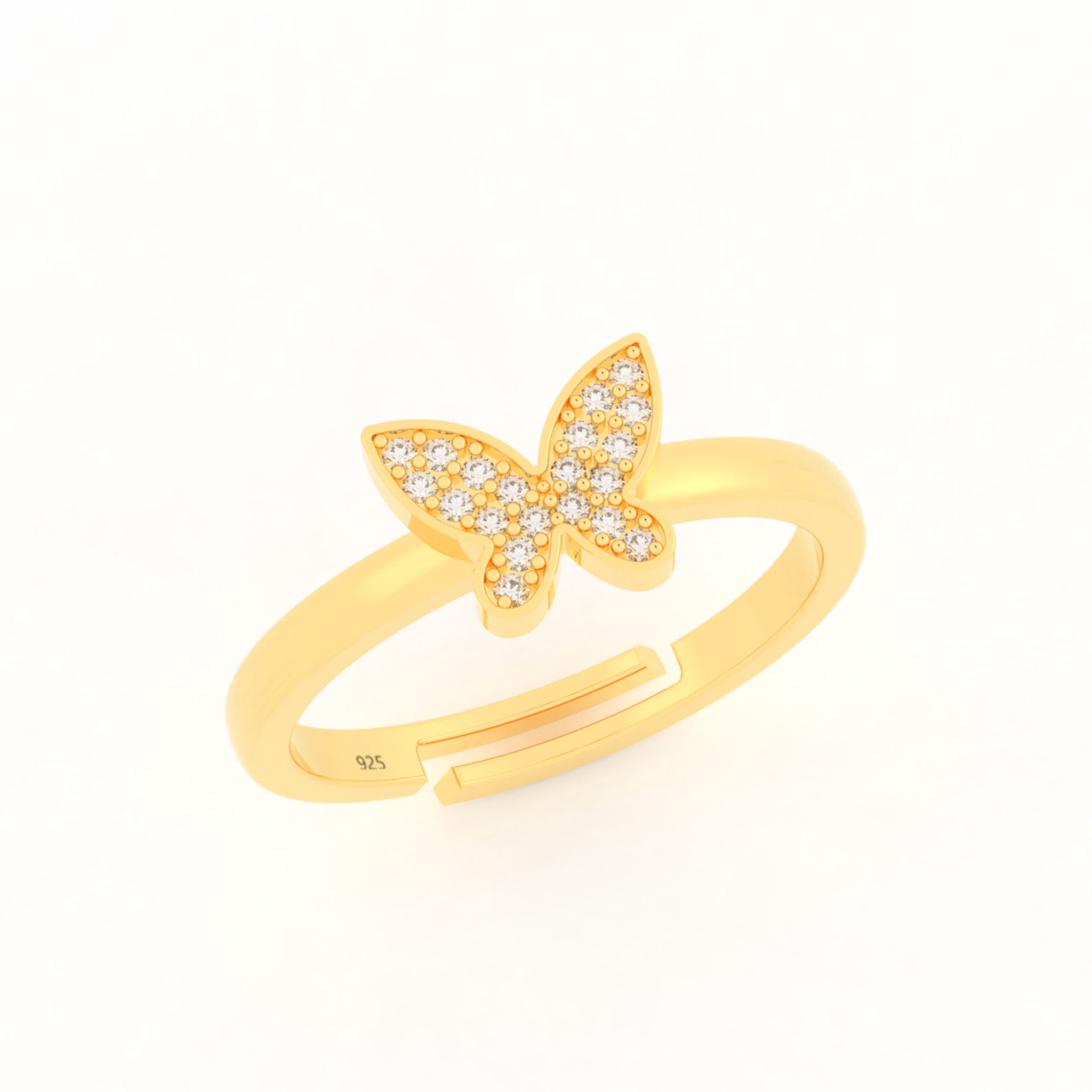 Shimmery Butterfly Cute Ring- Hallmarked 925 Sterling SIlver sterlyn 925