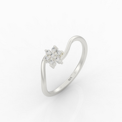 Sparkling Flower Solitaire Ring, Hallmarked 925 Sterling Silver sterlyn 925