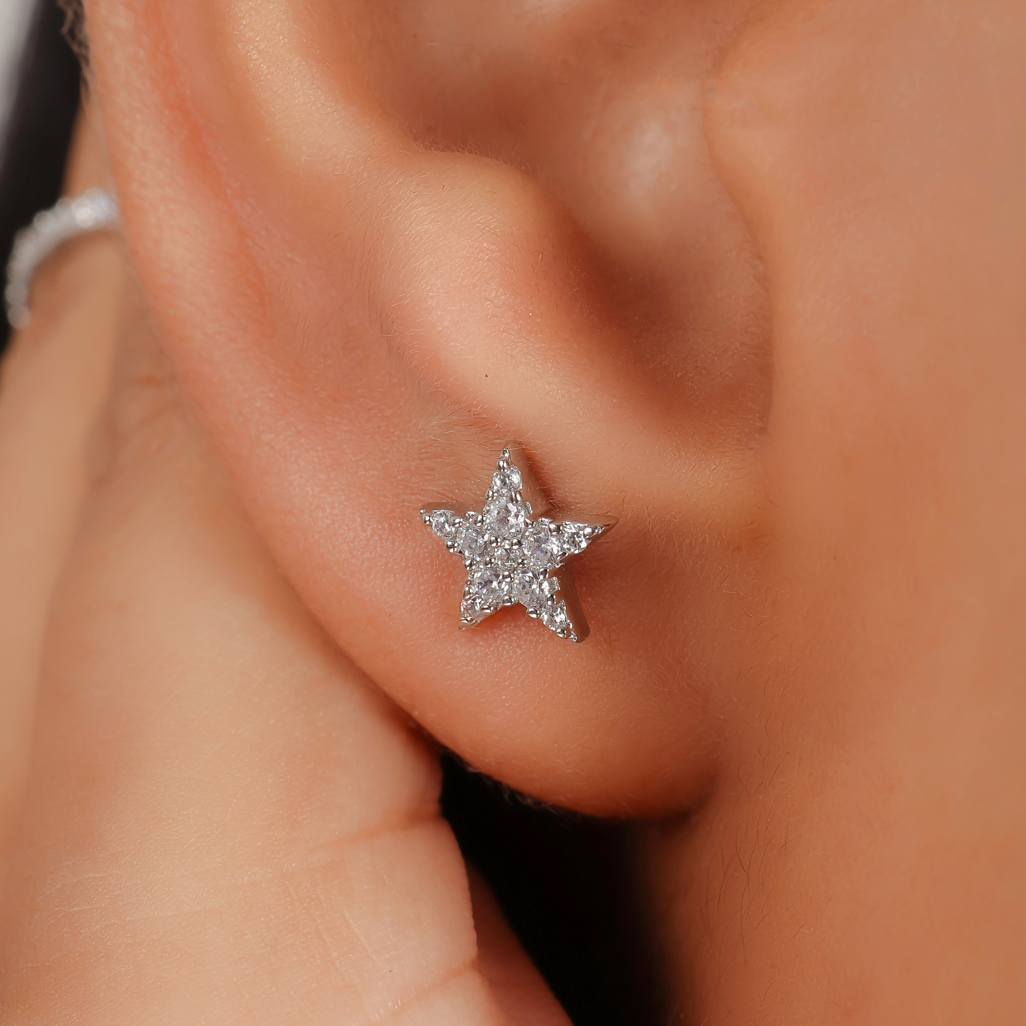 Sparkling Star Stud Earrings For Girlfriend, Hallmarked 925 Sterling Silver sterlyn 925