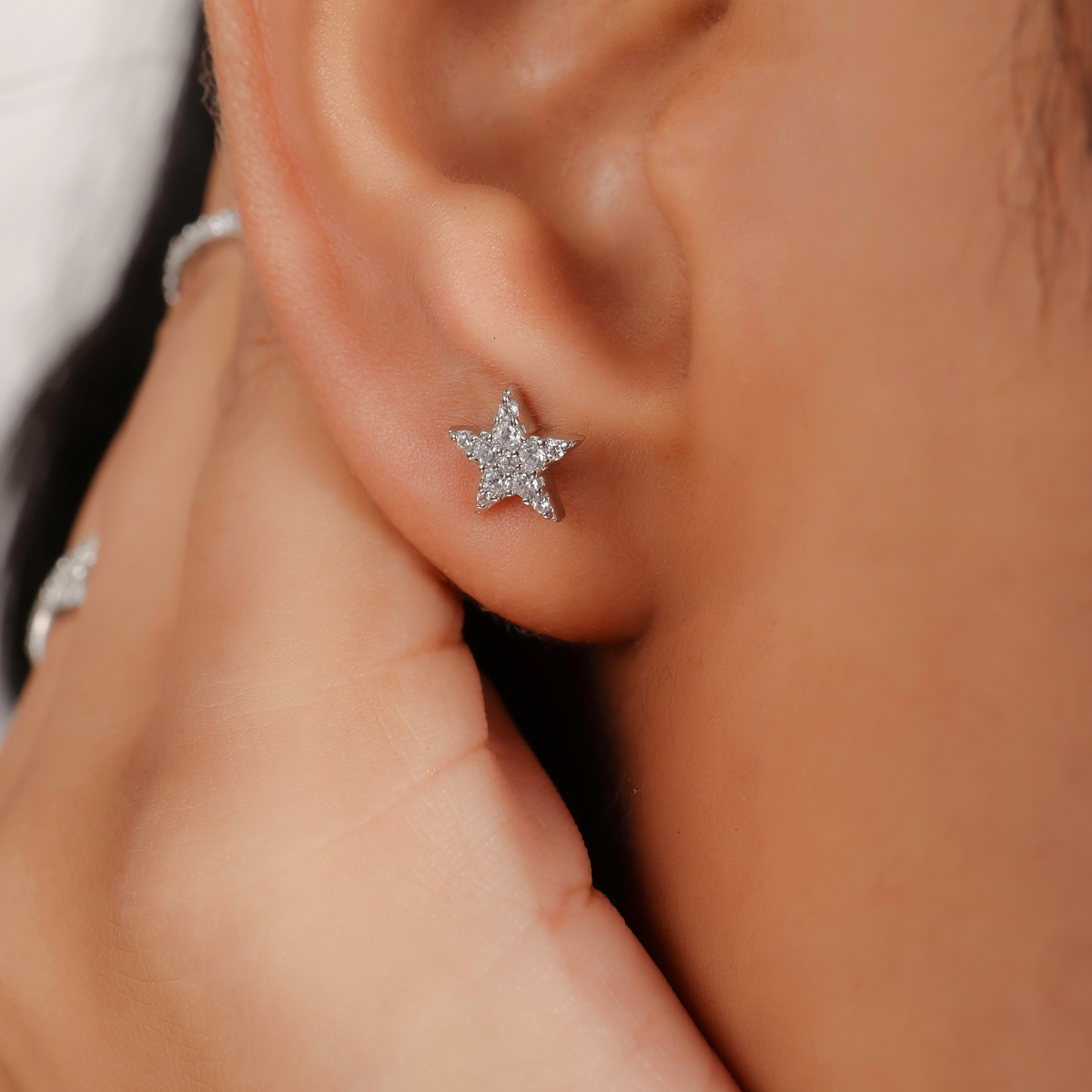 Sparkling Star Stud Earrings For Girlfriend, Hallmarked 925 Sterling Silver sterlyn 925