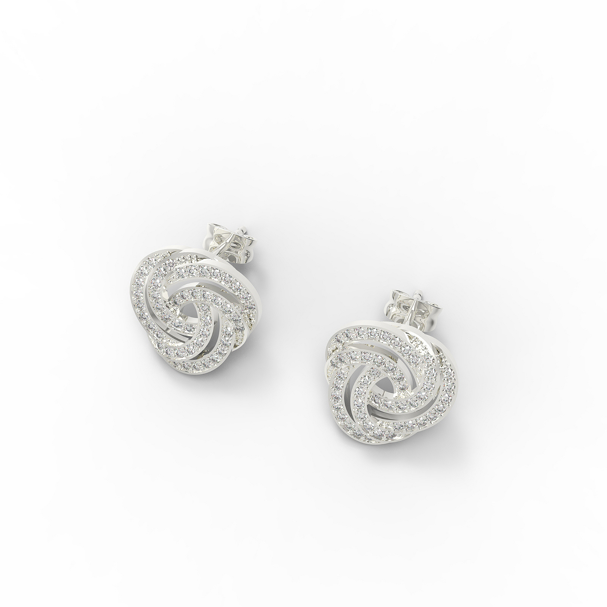 Spiral Bloom Trinity Dazzling Stud Earring, Hallmarked 925 Sterling Silver sterlyn 925