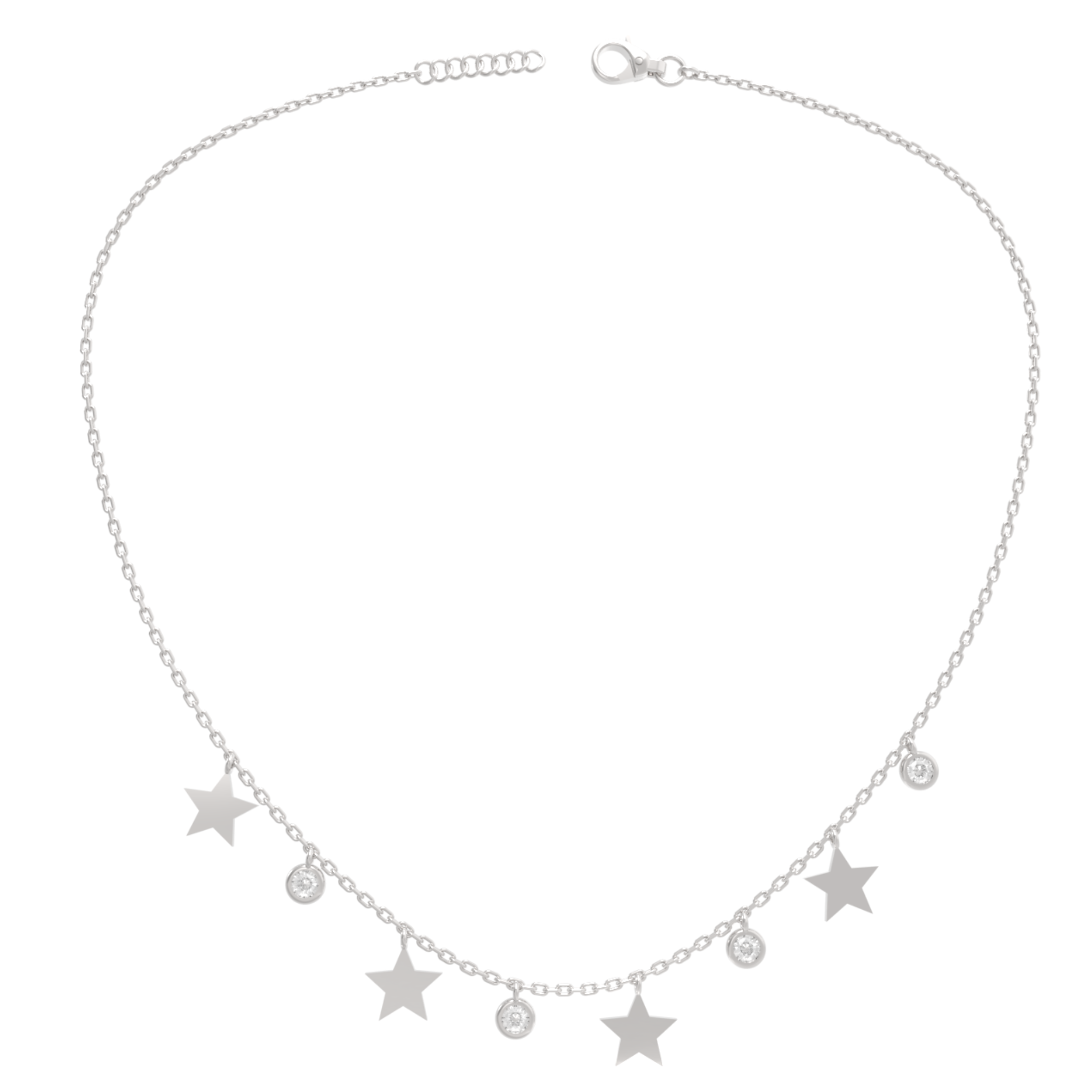 Tiny Star Station Charms With Chain, Hallmarked 925 Sterling Silver sterlyn 925