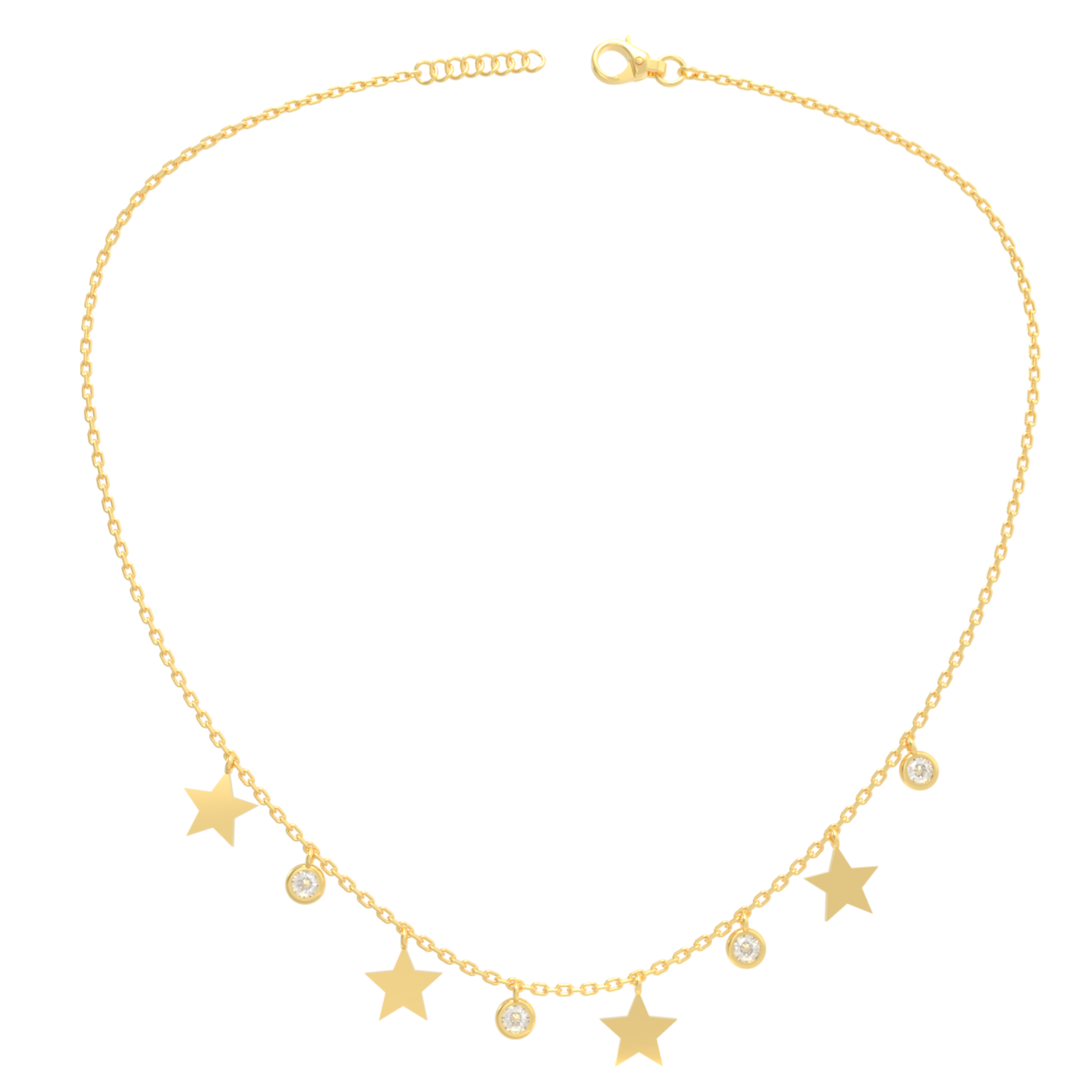 Tiny Star Station Charms With Chain, Hallmarked 925 Sterling Silver sterlyn 925