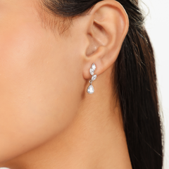 Trendy Ethereal Cubic Zirconia Drop Earrings, Hallmarked 925 Sterling Silver sterlyn 925