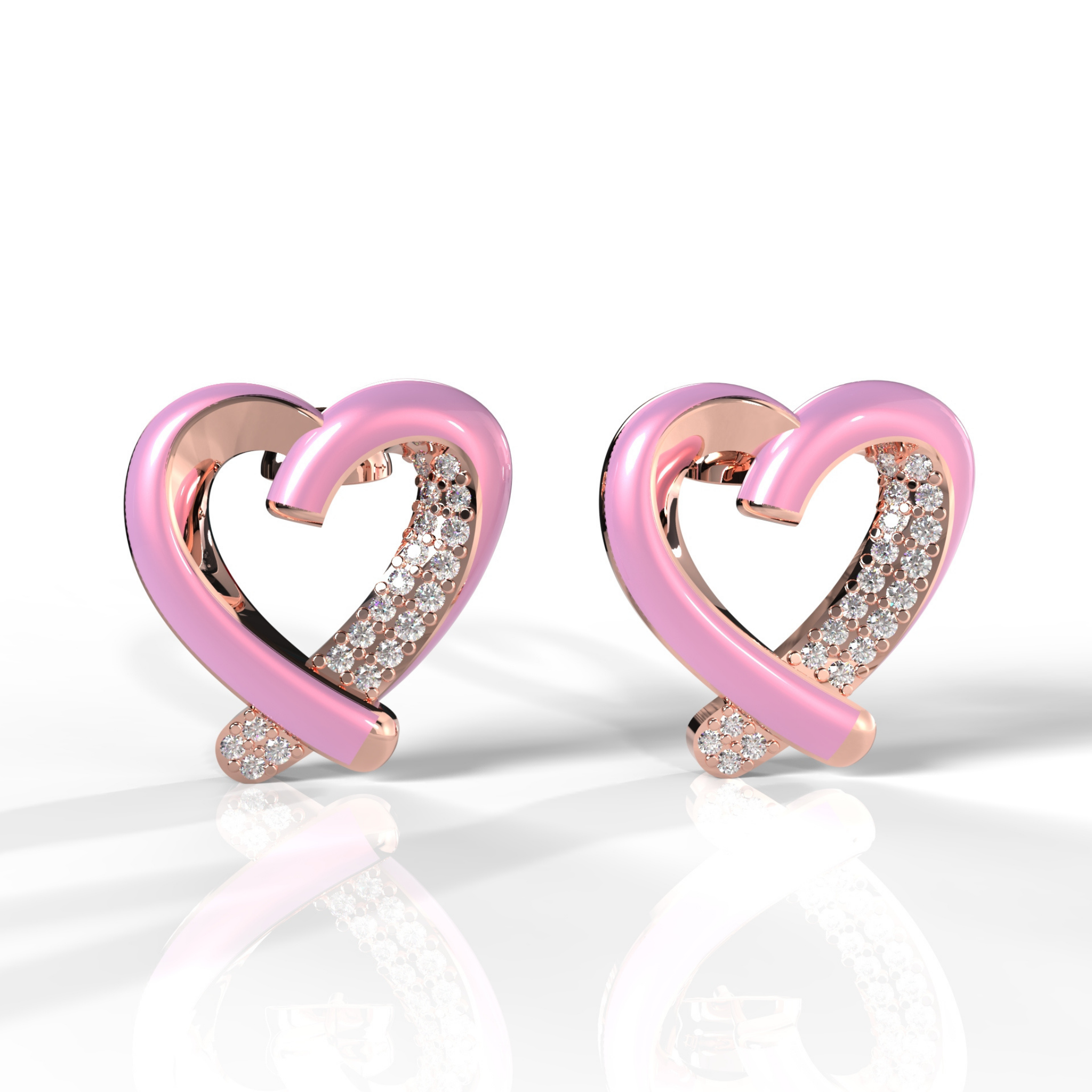 Trendy Heart Shape Partywear Stud Earrings, Hallmarked 925 Sterling Silver sterlyn 925