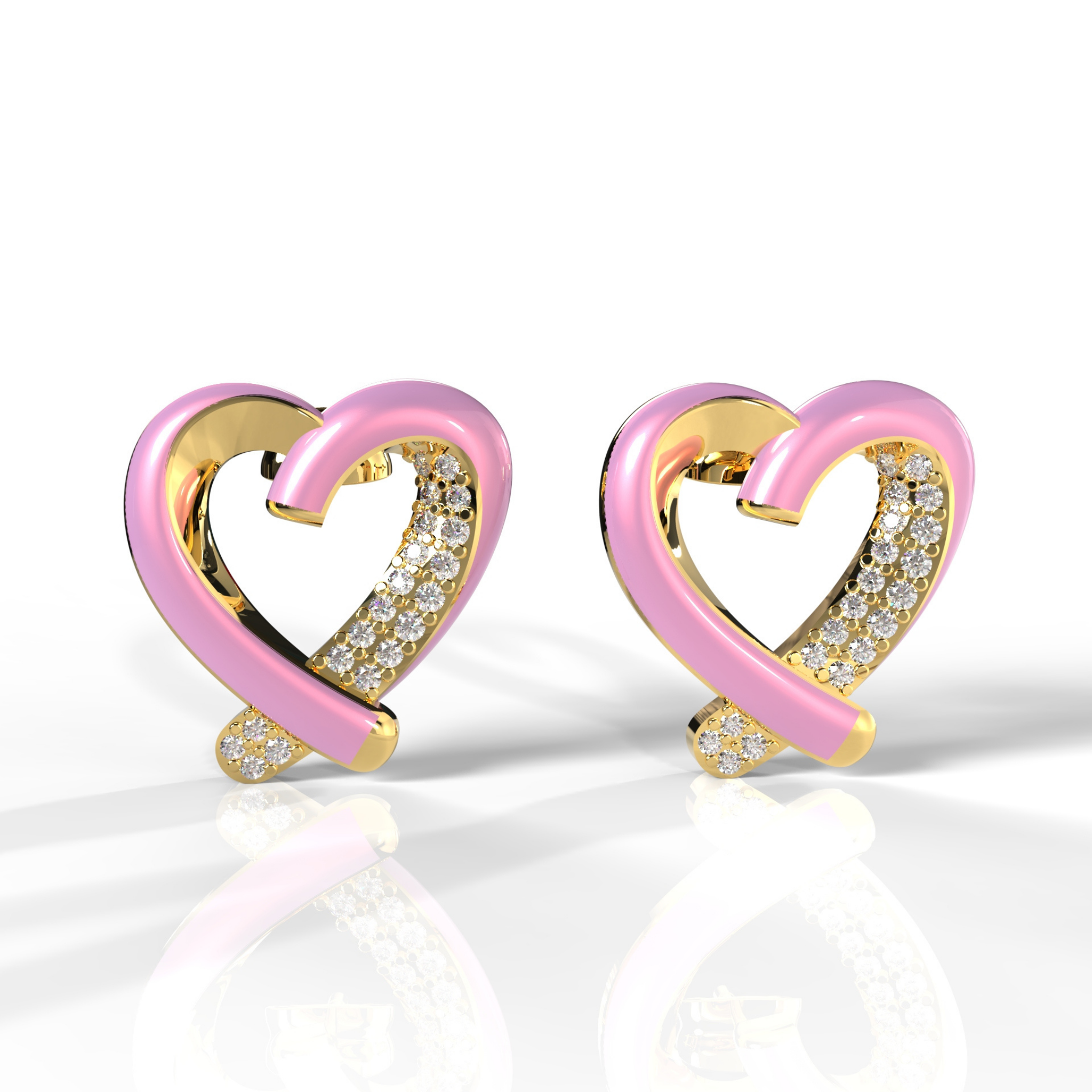 Trendy Heart Shape Partywear Stud Earrings, Hallmarked 925 Sterling Silver sterlyn 925