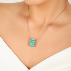 Turquoise Bar Stone Pendant With Chain, Hallmarked 925 Sterling Silver sterlyn 925