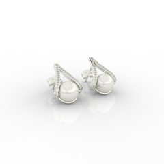 Water Pearl Drop Sparkling CZ Stud Earring, Hallmarked 925 Sterling Silver sterlyn 925