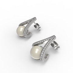 Water Pearl Drop Sparkling CZ Stud Earring, Hallmarked 925 Sterling Silver sterlyn 925