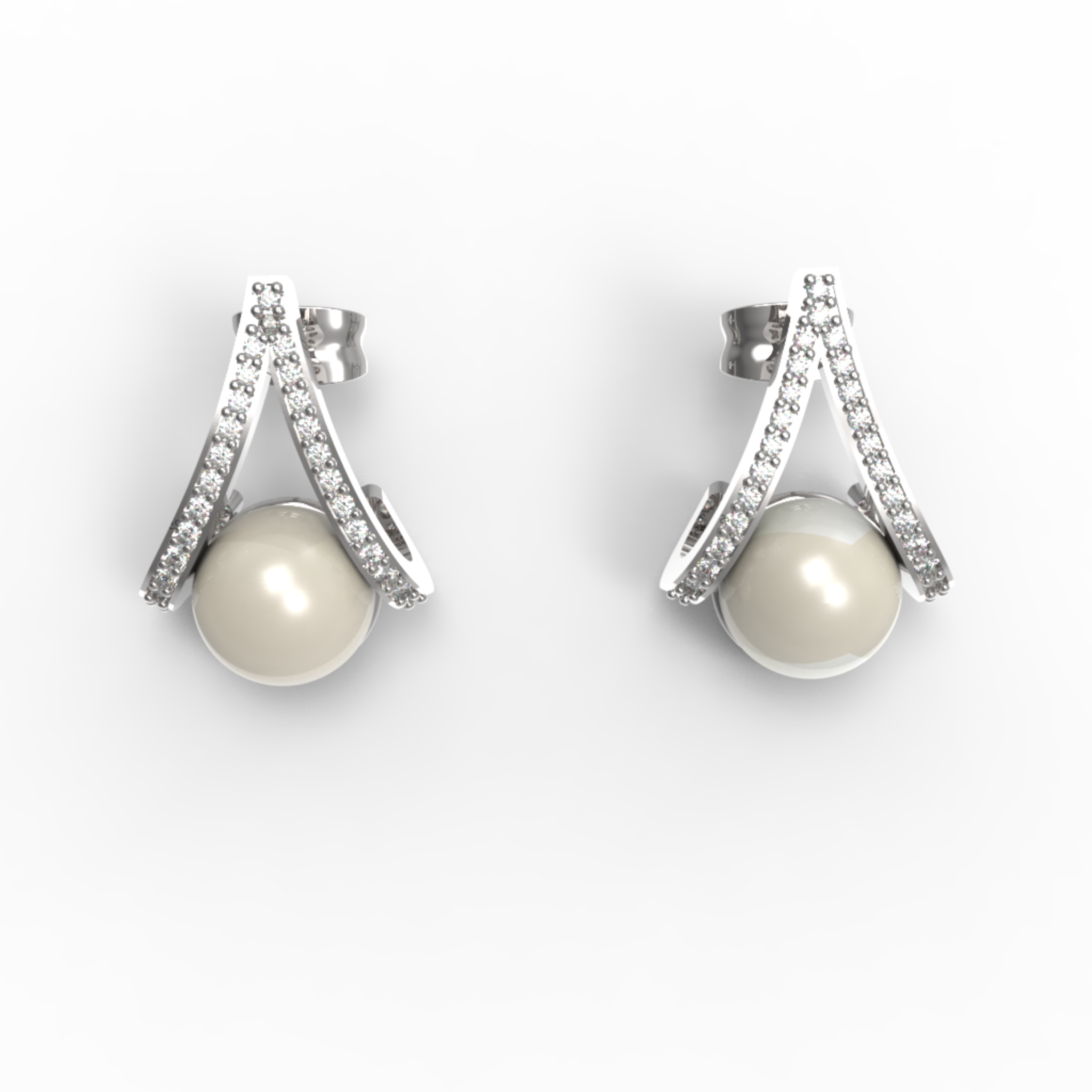 Water Pearl Drop Sparkling CZ Stud Earring, Hallmarked 925 Sterling Silver sterlyn 925