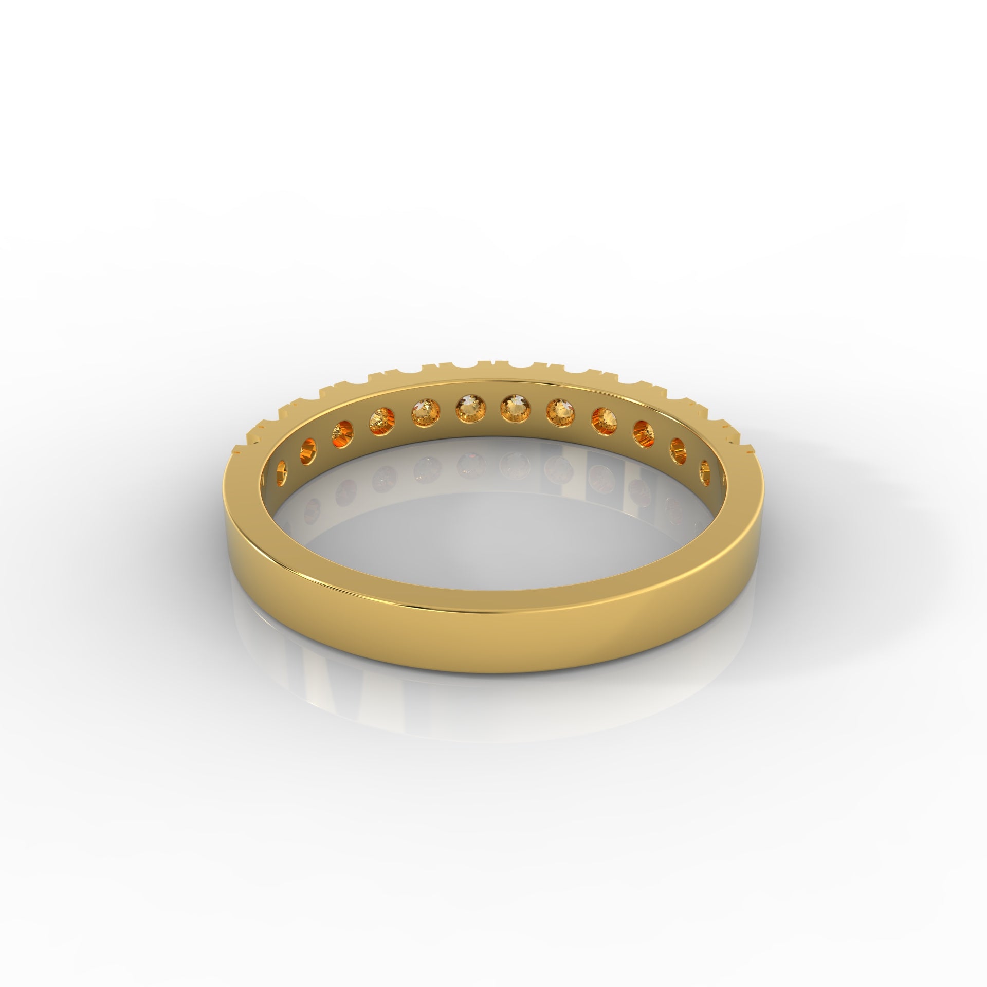 Micro Pave Eternity Wedding Band, Hallmarked 925 Sterling Silver Yellow Gold