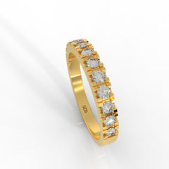 Micro Pave Eternity Wedding Band, Hallmarked 925 Sterling Silver Yellow Gold