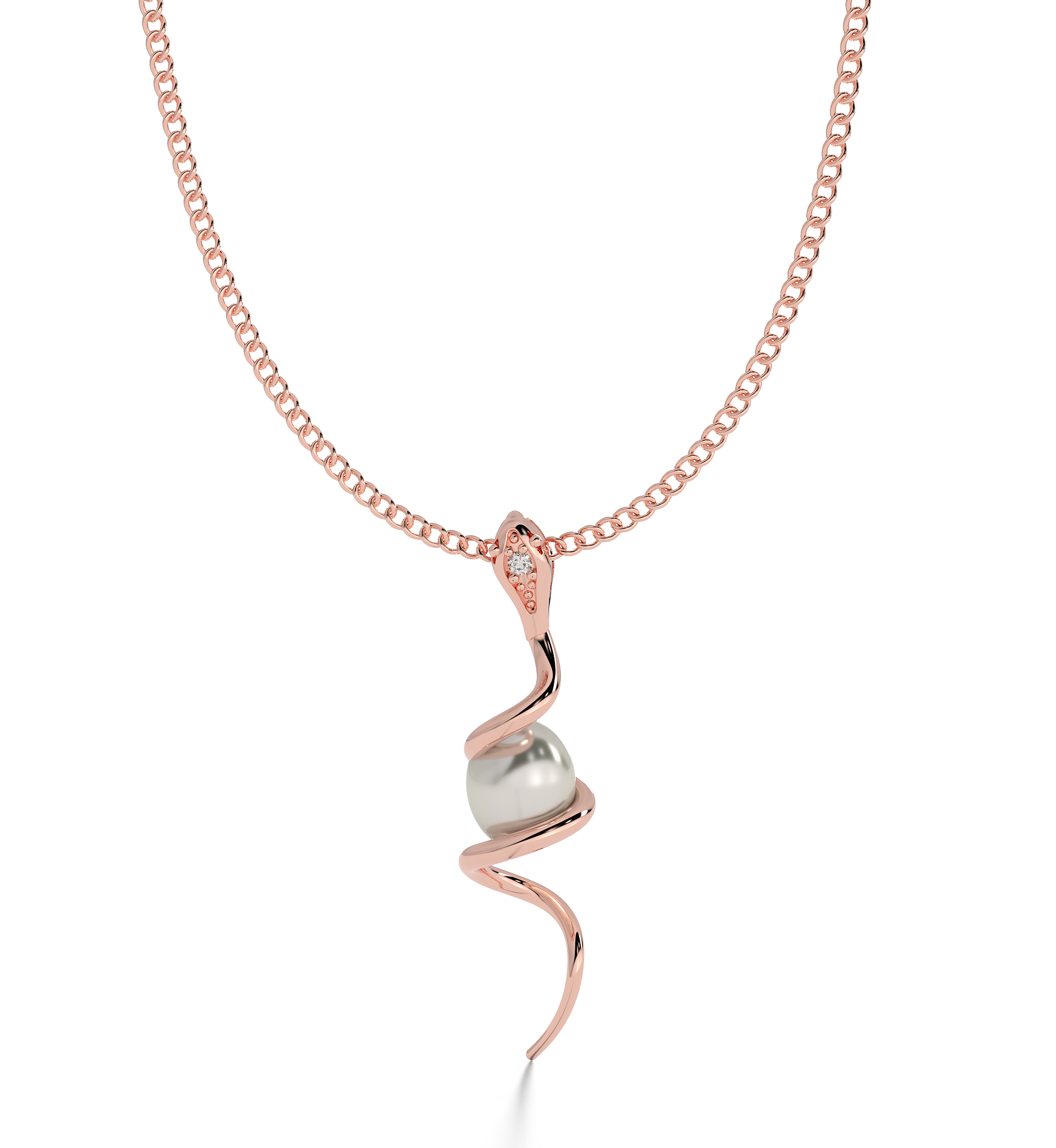 Serpentine Pearl Pendant With Chain, Hallmarked 925 Sterling Silver