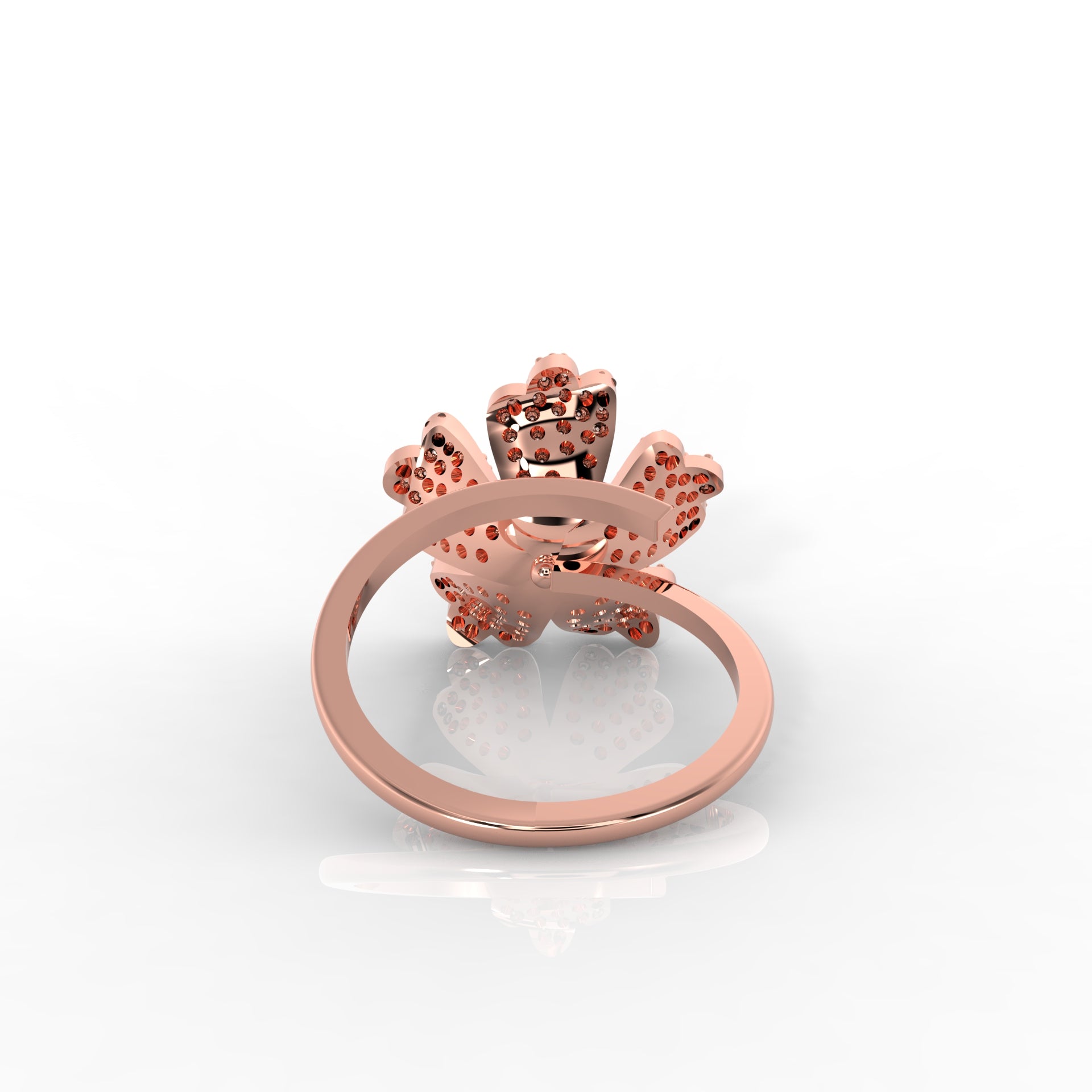 Daisy Pearl Stone Engagement Ring, Hallmarked 925 Sterling Silver Rose Gold