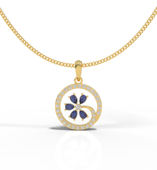 Circle Flower Pendant With Chain, Hallmarked 925 Sterling Silver - sitabo