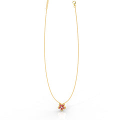 Daisy Flower Ruby Pendant With Chain, Hallmarked 925 Sterling Silver