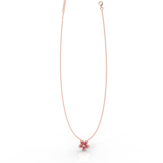 Daisy Flower Ruby Pendant With Chain, Hallmarked 925 Sterling Silver - sitabo