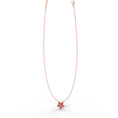 Daisy Flower Ruby Pendant With Chain, Hallmarked 925 Sterling Silver