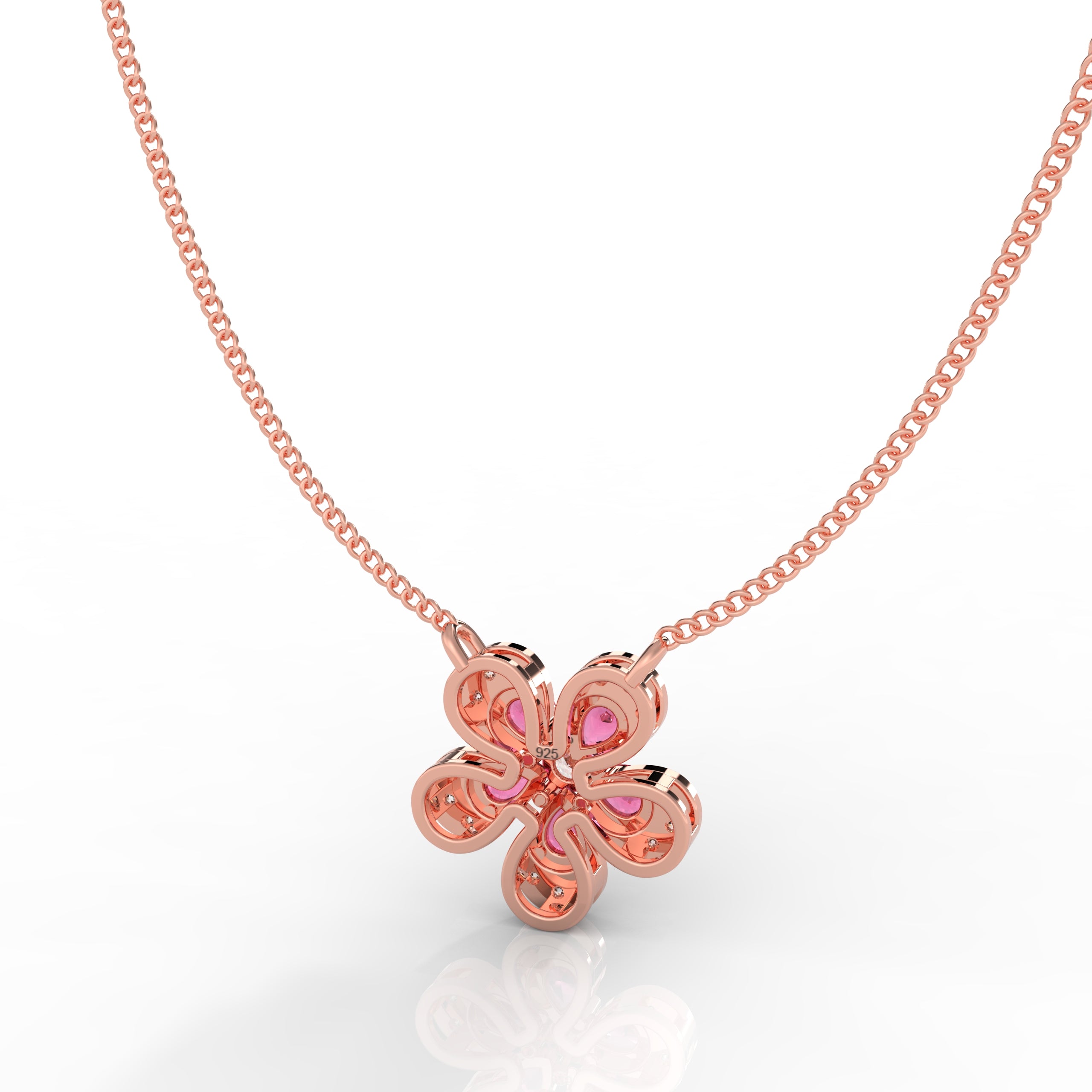 Daisy Flower Ruby Pendant With Chain, Hallmarked 925 Sterling Silver