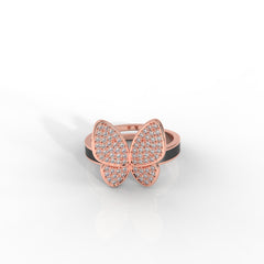Women’s Personalized Butterfly Ring – Hallmarked 925 Sterling Silver Rose Gold Plated | Elegant & Customizable Jewelry