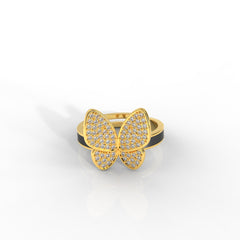 Women’s Personalized Butterfly Ring – Hallmarked 925 Sterling Silver Yellow Gold Plated | Elegant & Customizable Jewelry