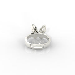 Women’s Personalized Butterfly Ring – Hallmarked 925 Sterling Silver, White Gold Plated with Black Enamel | Elegant & Customizable Jewelry for Every Occasion